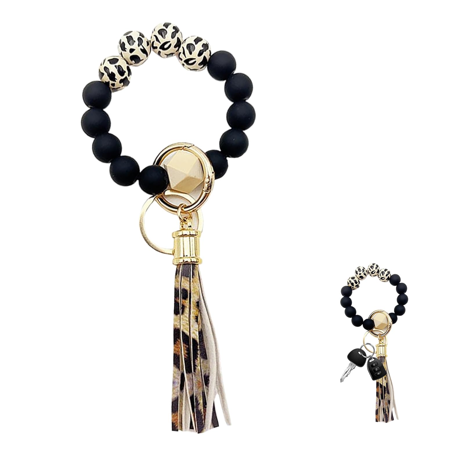 Schlüsselanhänger Damen Armband,Taschen Anhänger,Leopardenmuster Autoschlüssel Zubehör Schlüssel,Autoschlüsselanhänger,Stilvoll Taschenanhänger,Geeignet Für Männer Und Frauen Armbänder Taschen Zubehör
