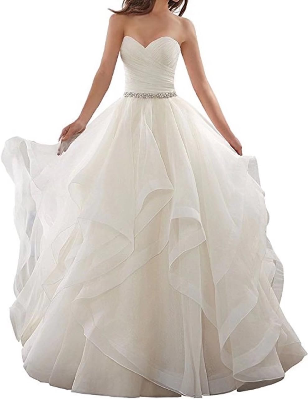 Seeetheart Women's Organza Ruffles Ball Gown Wedding Bride Dress