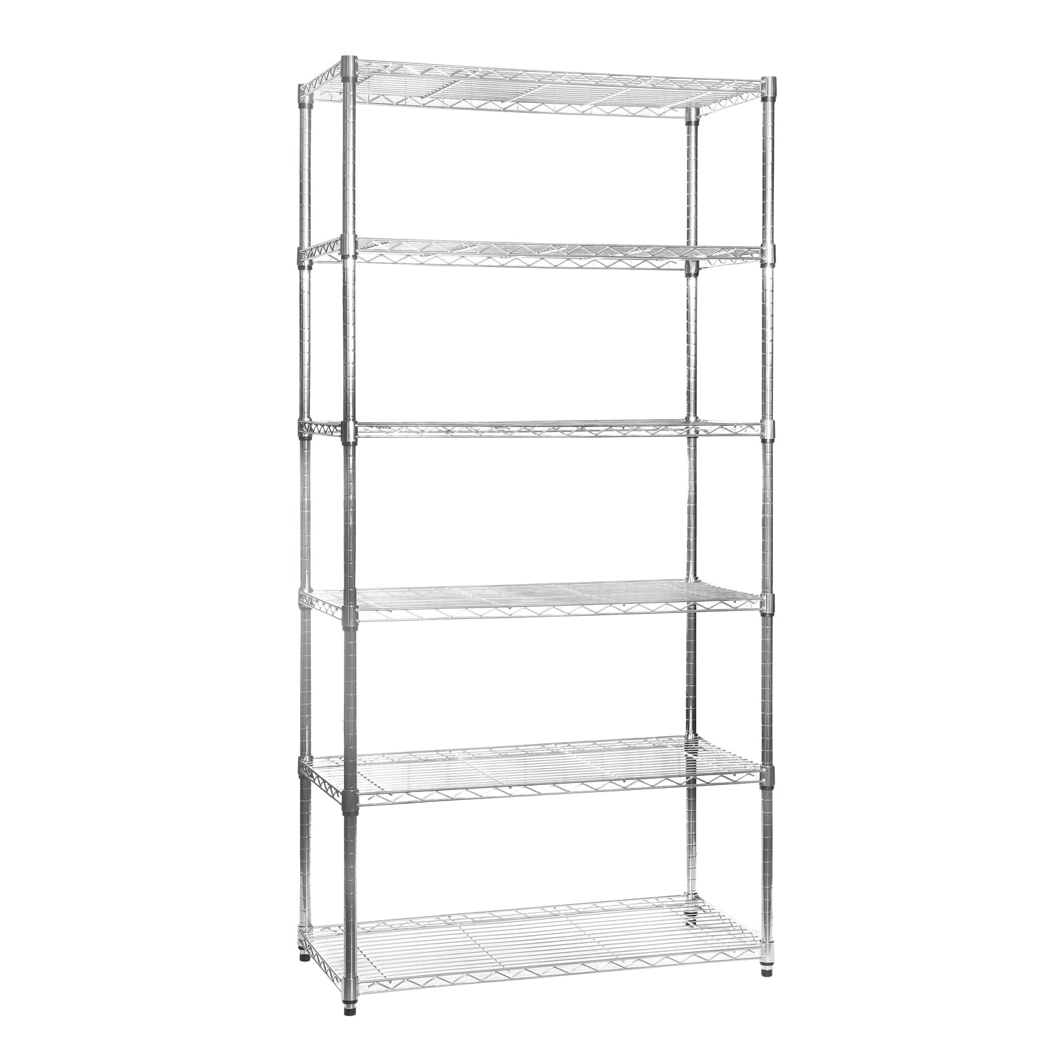 Shopfitting Warehouse Chrome Wire Shelving Unit - 6 Tier, H1800 x W900 x D350 mm