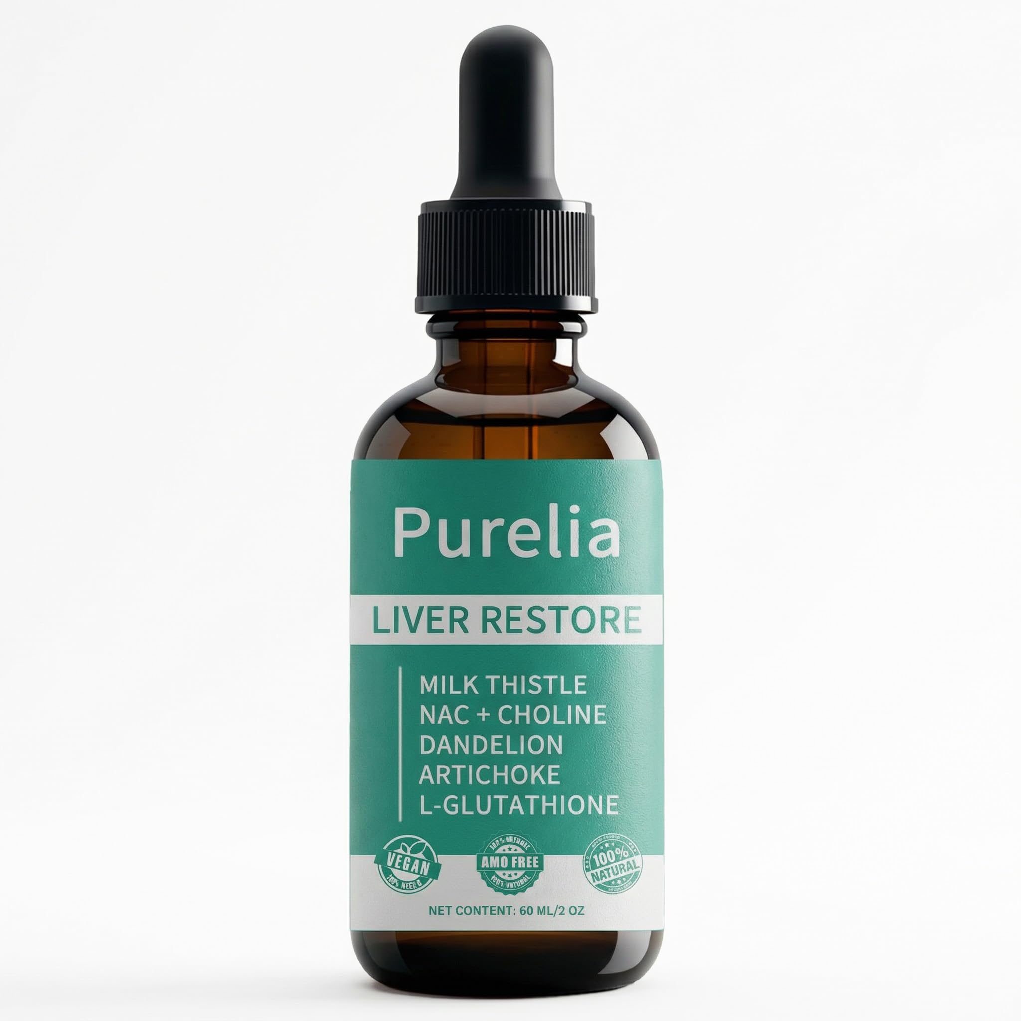 Purelia Liver Restore, Complete Liver Support Supplement with Milk Thistle, Dandelion Root & Choline for Balance