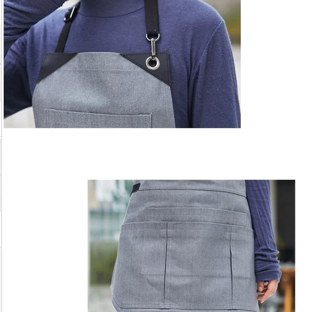 SSDD Diseño Personalizado Black Grey Denim Delantal Barista Hair Stylist Restaurante Jardín Flor (Size : L)