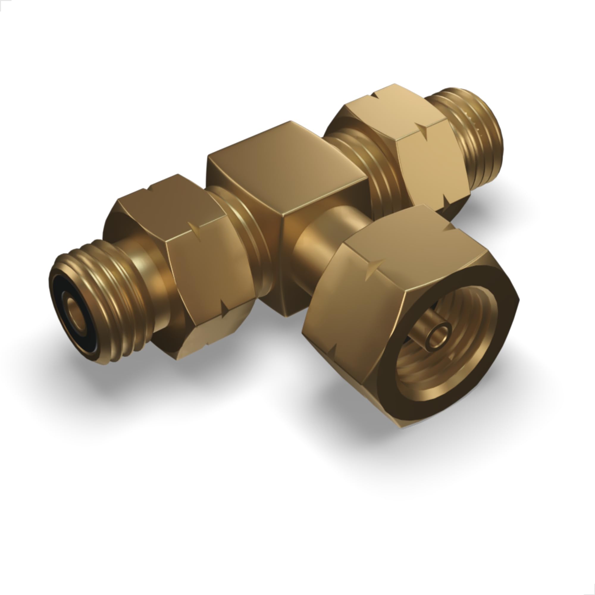 LPG T-Stück Adapter für alle Regler G.5 auf G.12 – Anschluss für 2 Gasflaschen oder Druckregler – Messing Verteiler für Großflasche W21.8 x 1/14 LH