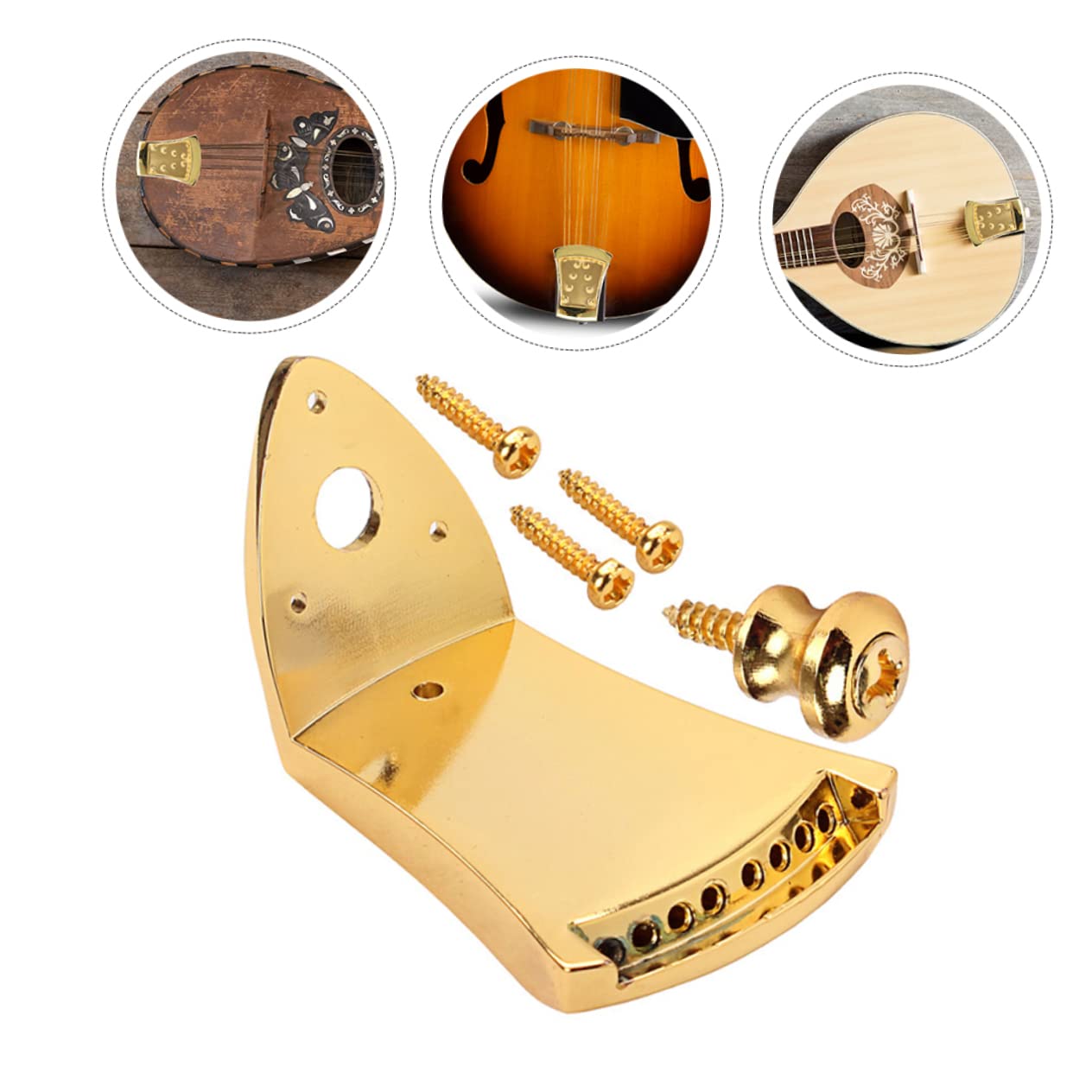 Toyvian 4 zestawy uchwytów na struny do mandoliny, ze stopu cynku, części instrumentów, instrumentów muzycznych, części strunowe do mandoliny, wysokiej jakości części mandoliny, wypukły mostek