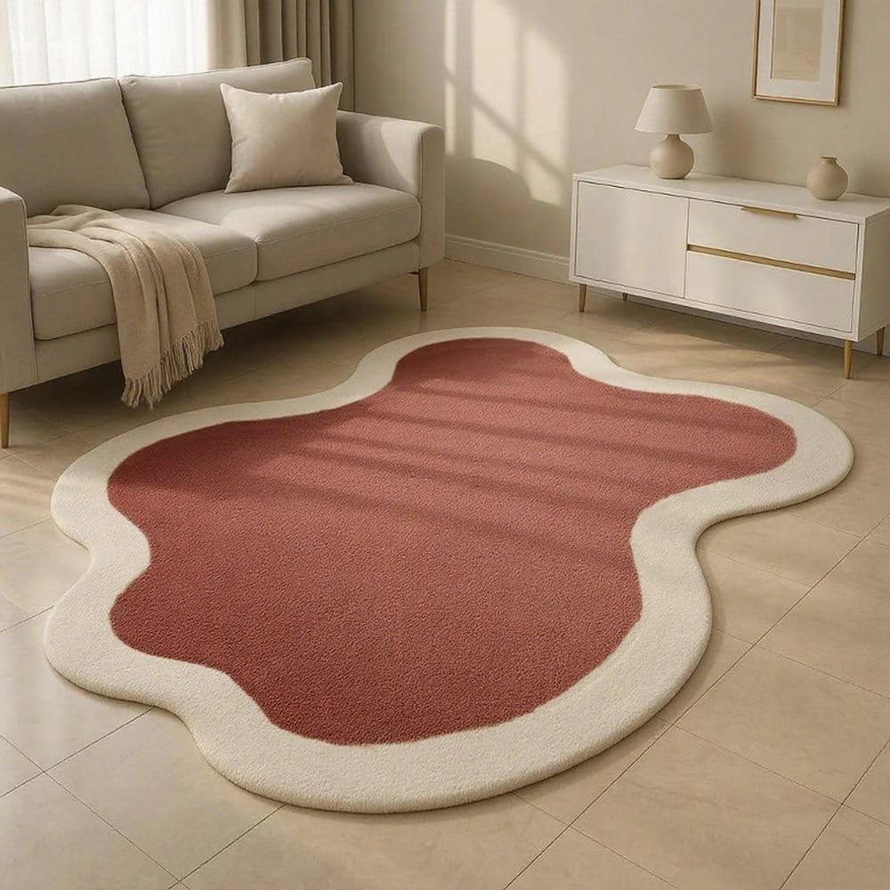 Tapis moelleux 100x160 cm pour salon et chambre forme irrégulière couleur G