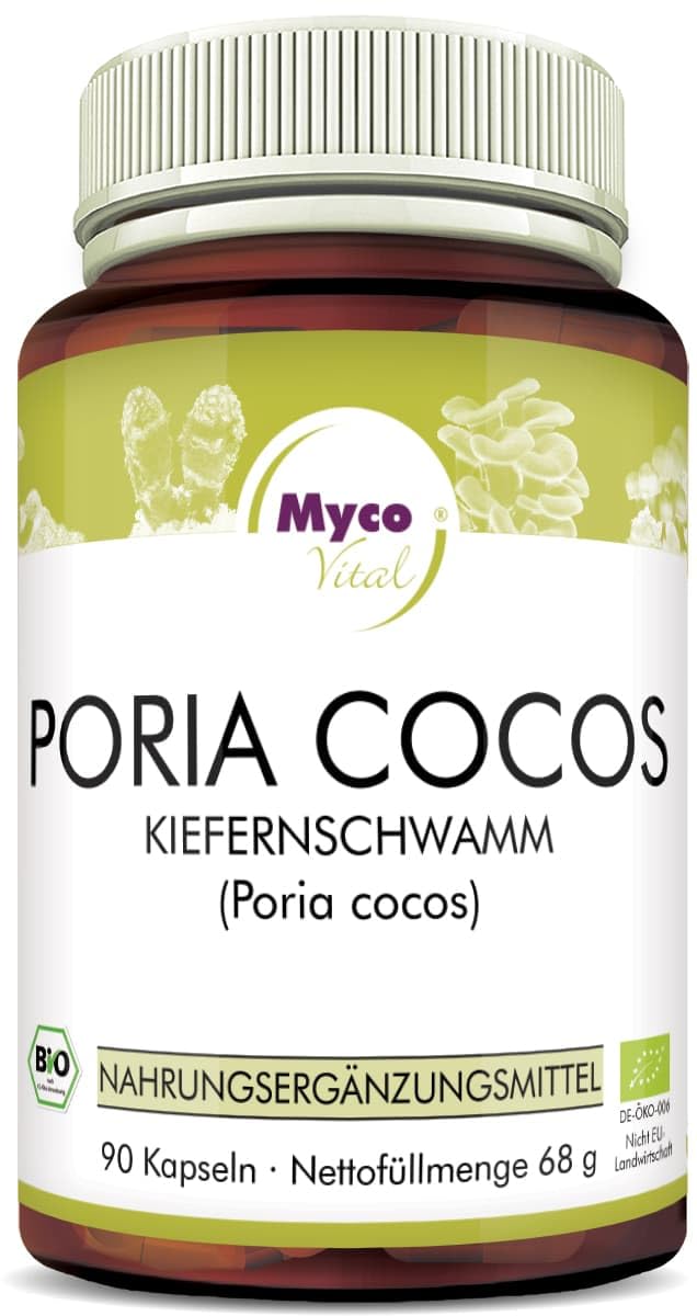 Poria Cocos Pilzpulver-Kapseln | Superfood vegan | 90 Pilzpulver-Kapseln je 750mg Pulver