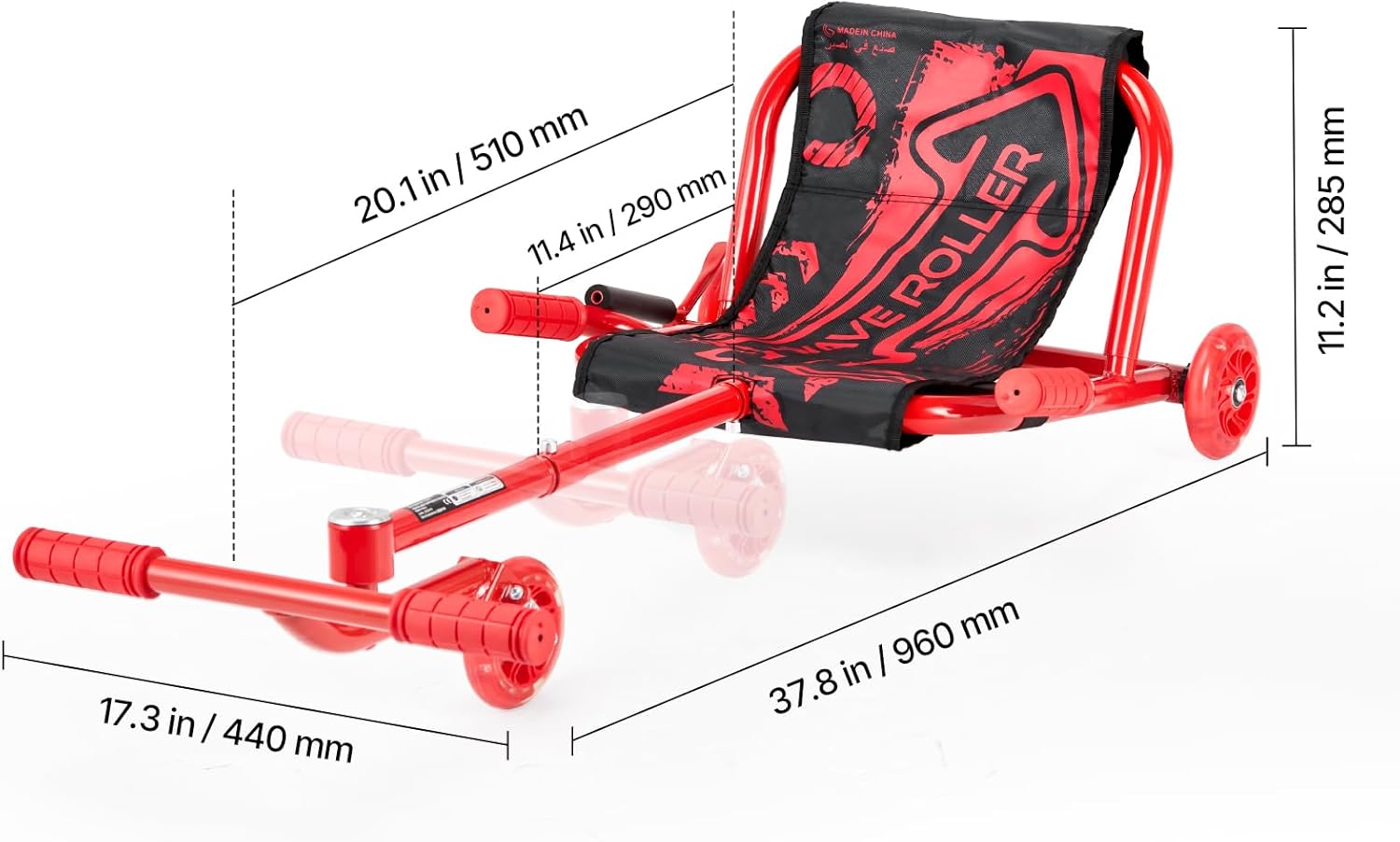 Happybuy Ride-On Scooter, 132 lbs Load Capacity, Swing Side-to-Side for Exciting Zig-Zag Motion, Drifting Toy for Ages 4+, Suitable for Indoor & Outdoor Use, Red