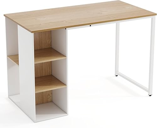 Miniatura 9 de Tangkula Escritorio para computadora con estantes de almacenamiento, escritorio de oficina en casa con 5 estantes laterales y marco de metal,