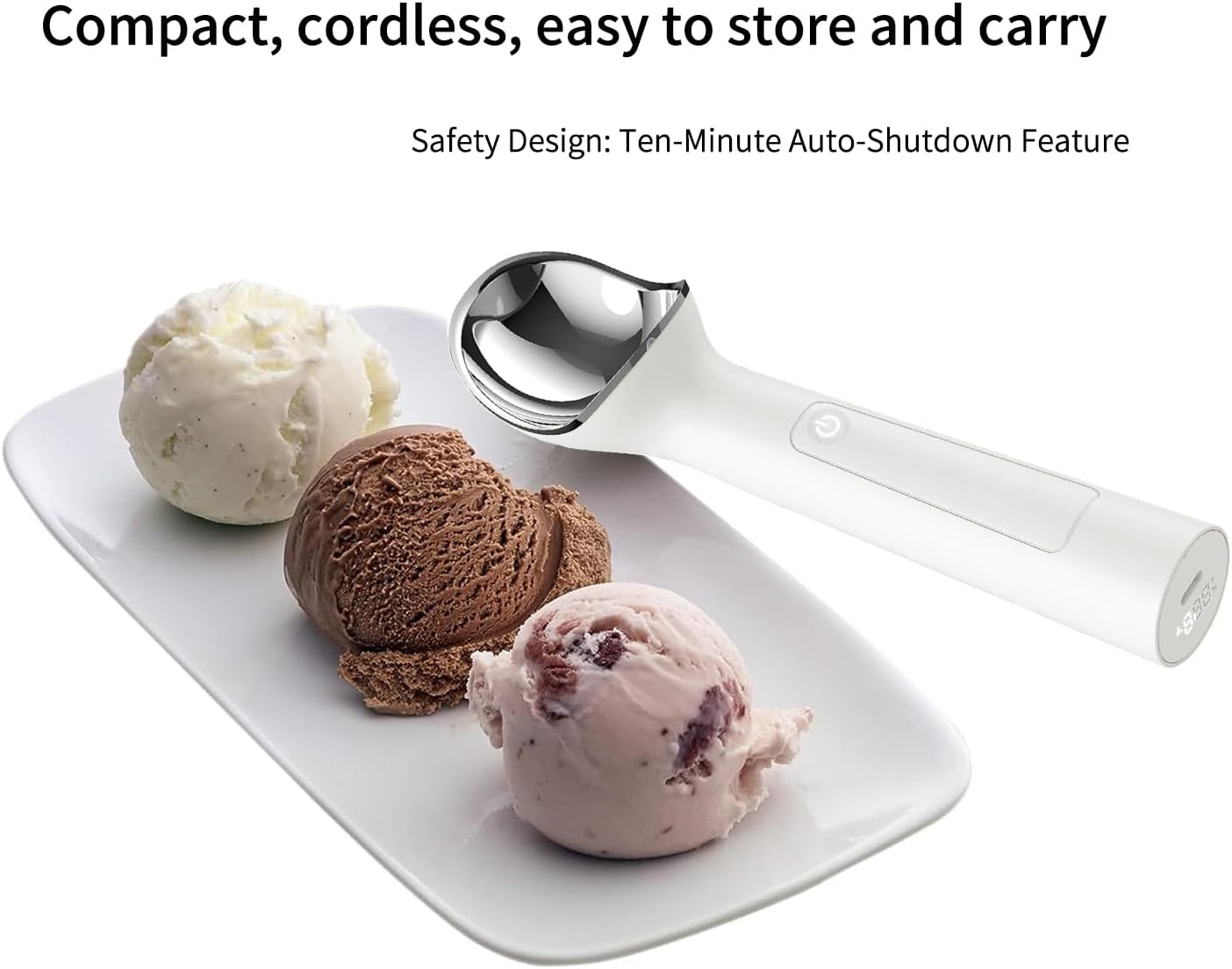 Heated Ice Cream Scoop, Electric Ice Cream Scooper with 158°F Rapid Heat, USB Rechargeable Icecream Scoop, Waterproof IP67 Design for Hard Ice Cream, Ideal Gift for Dessert Lovers