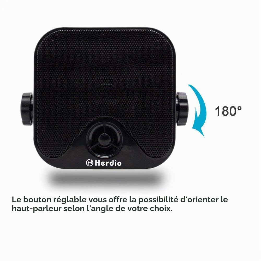 Herdio 100 W 4"Haut-parleurs externes Système stéréo Marin étanche pour Bateau, Restaurant, Magasin, Jardin, Camping-Car, Camion ATV UTV Moto. (Vendu par Paire)