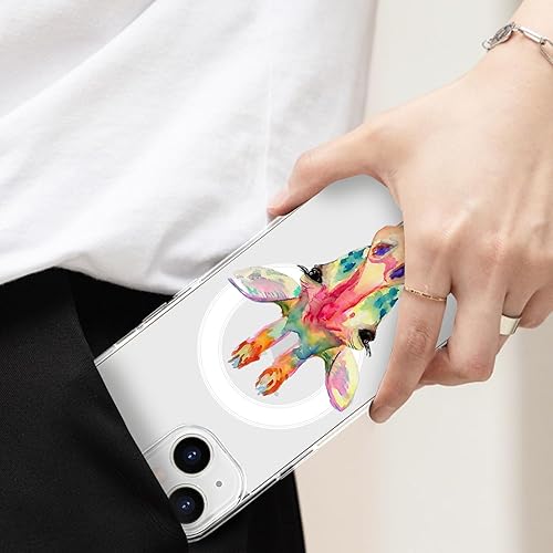 Miniatura 6 de MAYCARI Funda para iPhone 14 Pro compatible con MagSafe, funda magnética con diseño de jirafa de dibujos animados lindo transparente para niñas y