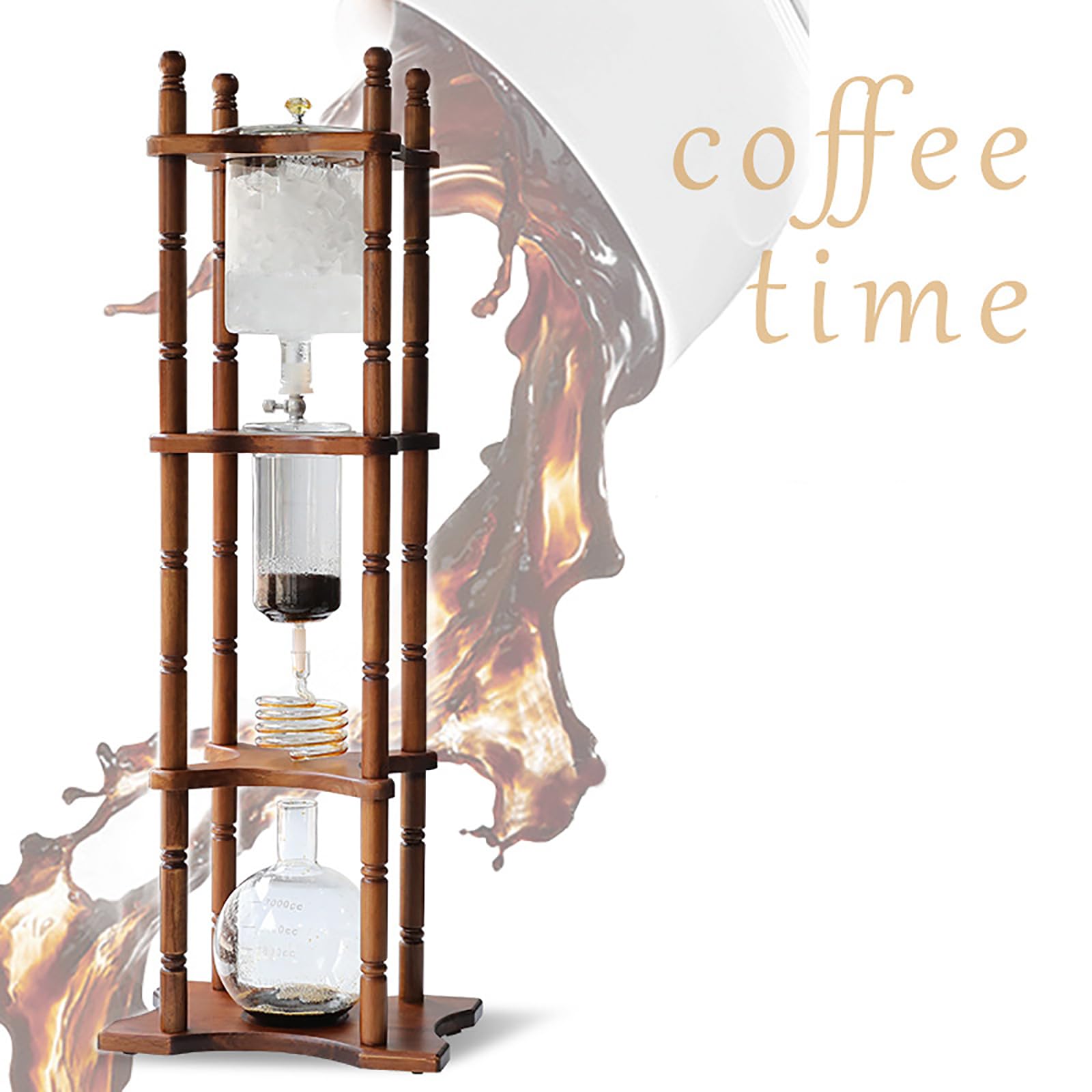 Cold Brew Drip Tower Iced Coffee Maker 2500 ml/84,54 oz - Popraw swoje przygotowanie w biurze dzięki szklanemu pojemnikowi w stylu pionowym - brązowy(brązowy)