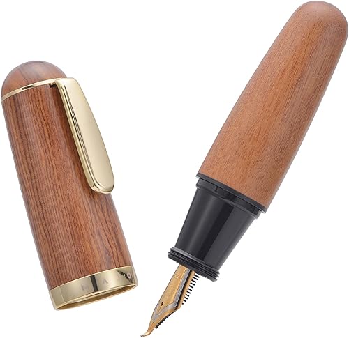 Miniatura 2 de Majohn Q1 Pluma estilográfica Fude Pluma Doblada Punta Marrón Madera Marrón, Pequeño Gordo Cuentagotas Llenado Pluma de Bolsillo Pluma Gran Capacidad