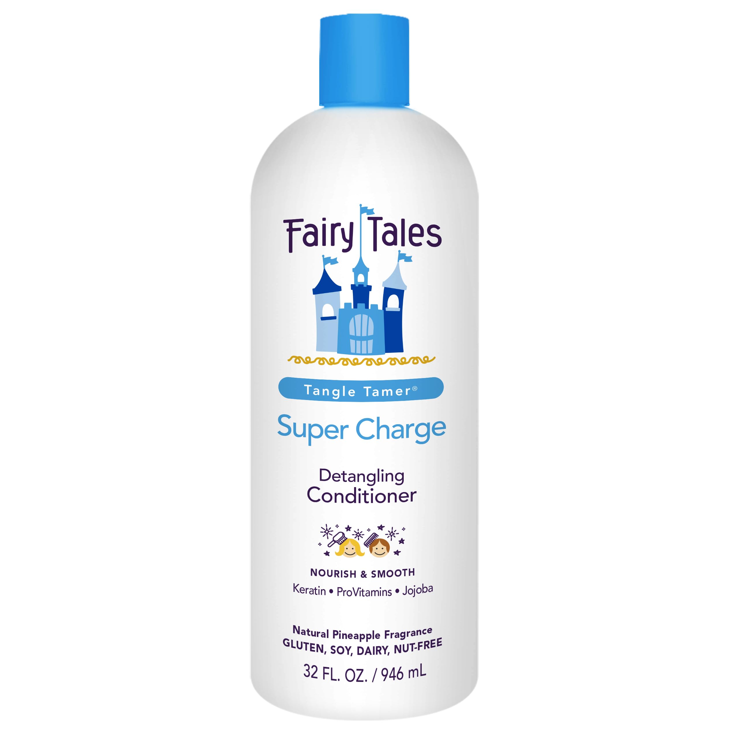 Fairy Tales Tangle Tamer Super Charge - Detangling Conditioner for Kids - Paraben Free, Sulfate Free, Gluten Free, Nut Free- 32 oz