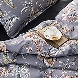 Tahari Home Luxury Queen 3 Piece Duvet Cover Set Peacock Jacobean Birds Flowers 100% Cotton Branches...