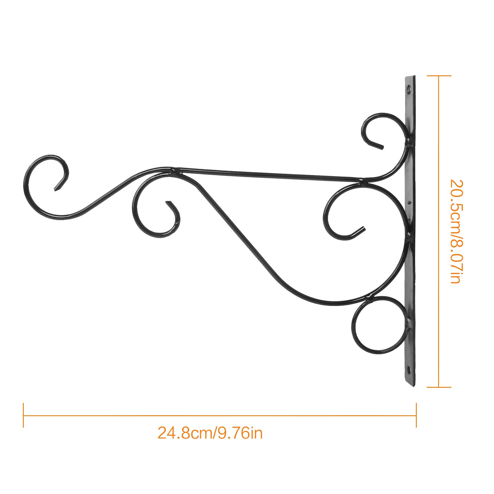 4Paquete Soportes para Colgar en La Pared al Aire Libre，Ganchos de Hierro para Colgar Gancho de Soporte de Hierro con Tornillos para Cestas de Jardín, Linterna, Campanillas de Viento (Negro)