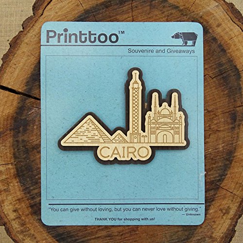 Printtoo Souvenir Wooden Engraved Cairo Egypt Monuments Fridge Magnet Gift Collectibles #TOP2