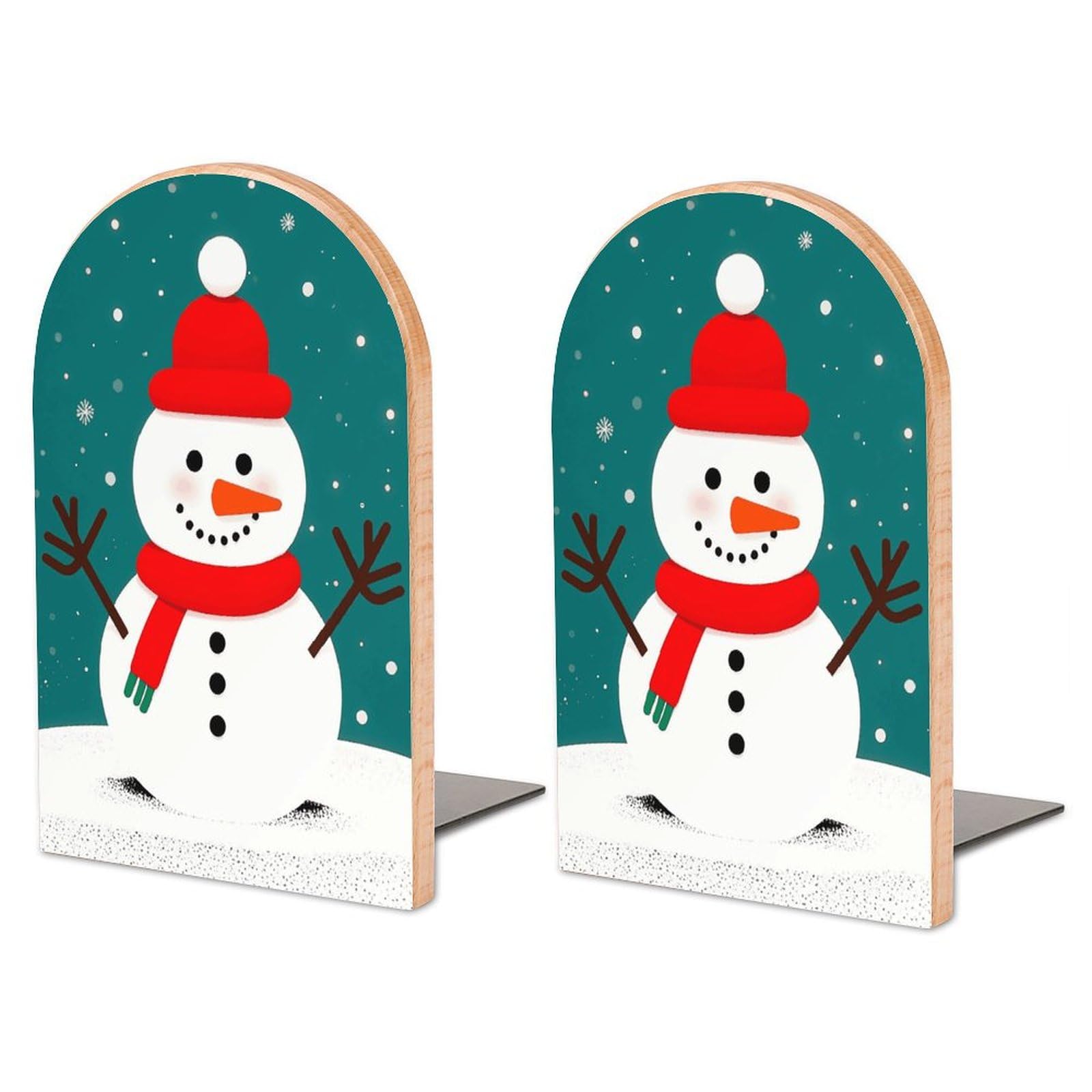 Serre-livres bonhomme de neige Merry Christmas grand support de livre bois et métal