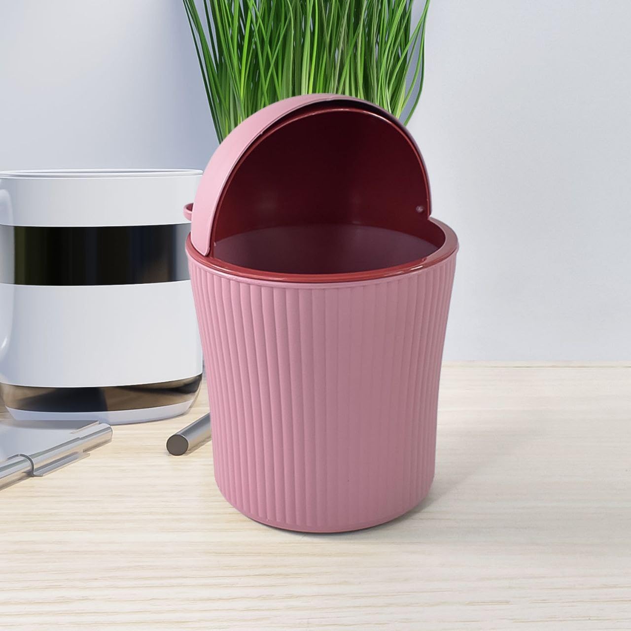 Cute Mini Press Top Dustbin – Small Plastic Trash Bin with Lid for Study Desk, Kitchen, Bathroom, Bedroom – Tabletop Dustbin for Home Office Use (Compact Size) छोटे कचरे का डिब्बा (1)-image-17