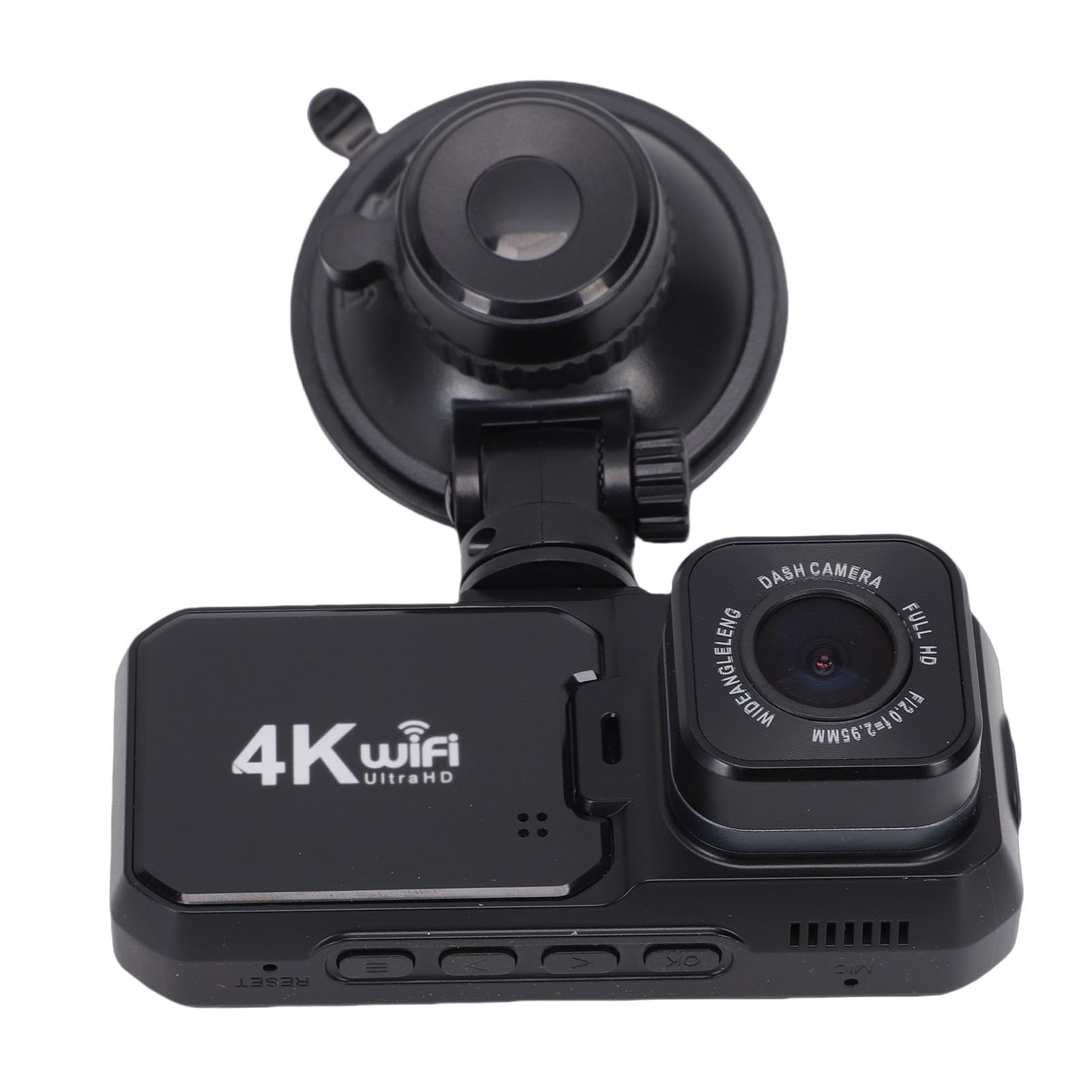 Kamera Samochodowa z Przodu 4K z Tyłu 1080P, Rejestrator Jazdy Samochodem z 3,0-calowym Ekranem Kontrola Aplikacji Wi-Fi Wykrywanie Kolizji Nagrywanie w Pętli G-Sensor Blokada