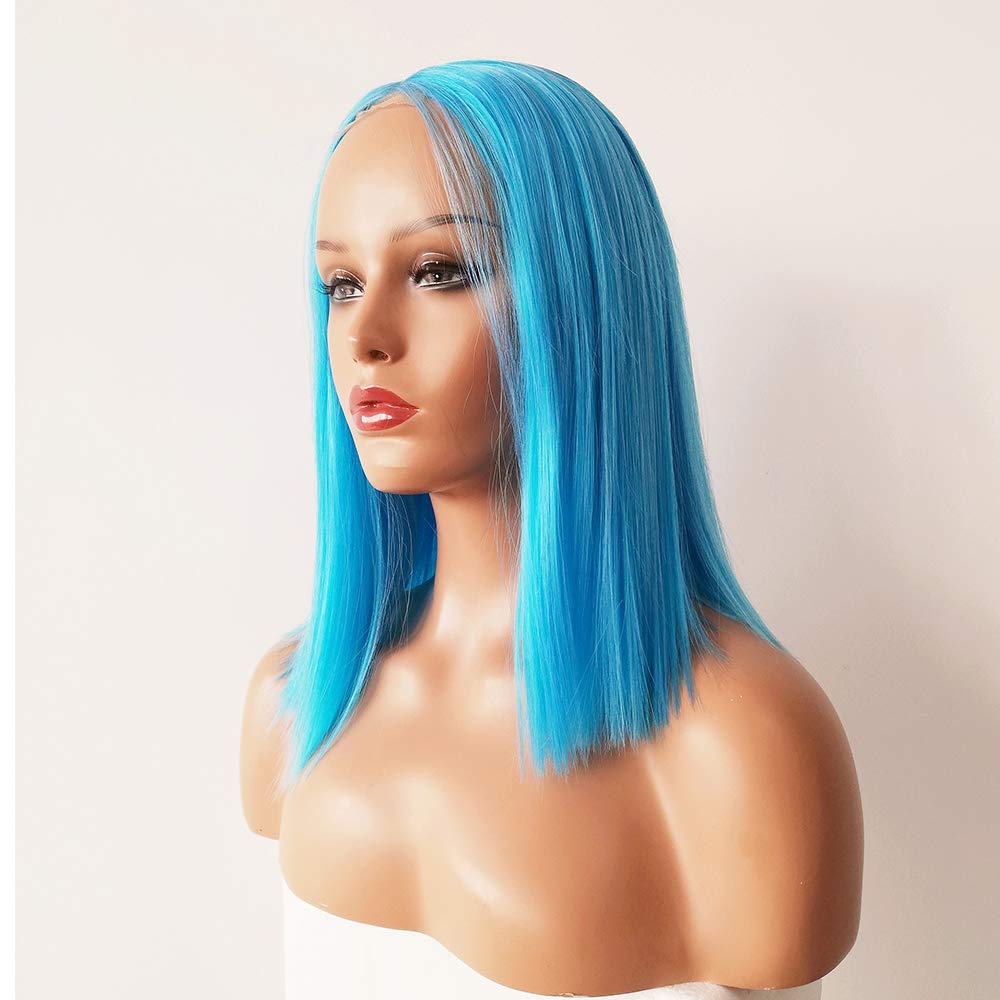 Amazon.com : Hot Blue Bob Wig No Lace 14 Inch Glueless  display picture 1