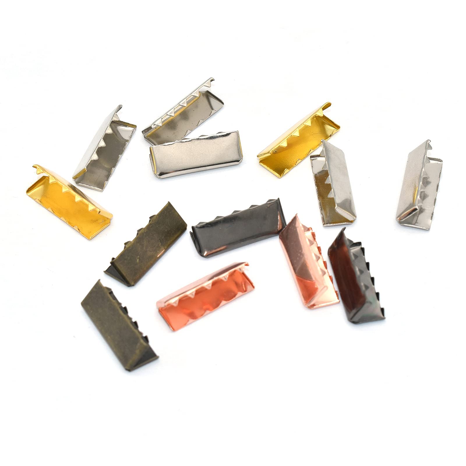 NIWONS 25mm Ribbon Clamps Ends Fasteners Clasps Cord Ends Cap Foldover Connectors for Leather Lanyard Strap Jewelry Making (Rose gold)