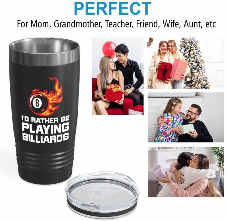 Billiards Player Black Tumbler 20oz - playing billiards - Pool Player Gifts Table Rail Balls Chalk Cue Sticks