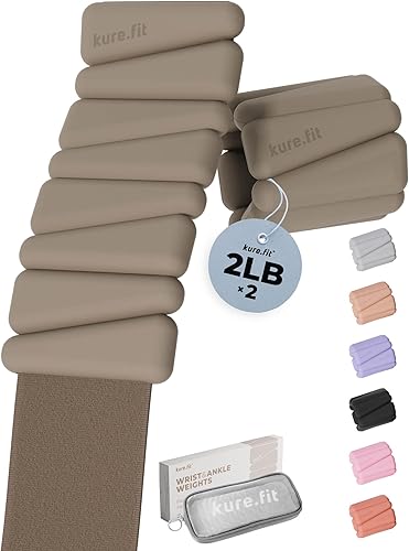 Miniatura 21 de Peso para Pilates | Pesas ajustables para muñeca y tobillo para mujeres | Brazaletes con peso | 1 libra/ 2 libras cada una (Juego de 2)