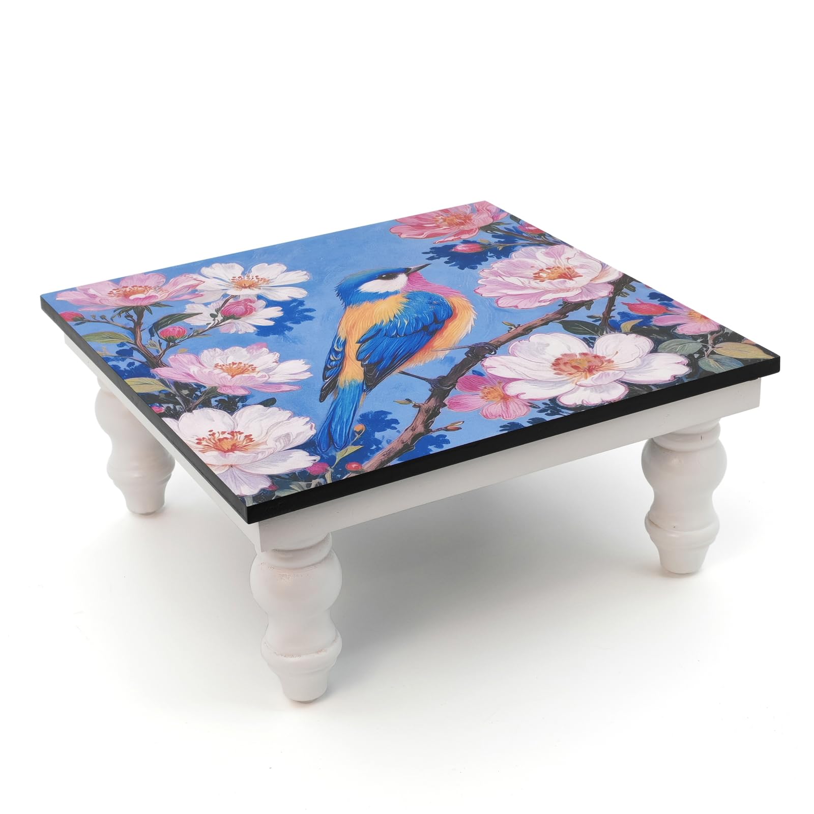 Wooden Rustic Riser Display Stand, Pedestal Tiered Tray Décor, Wooden Riser Decorative Tray for Kitchen Island, Dining Room, Coffee Bar, Bathroom (BLUE 01)