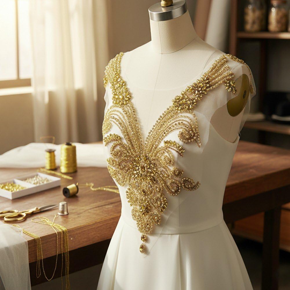 Błyszcząca aplikacja z kryształu górskiego, haftowana koronkowa aplikacja 3D Rhinestone Frezowanie aplikacja naszywki do odzieży