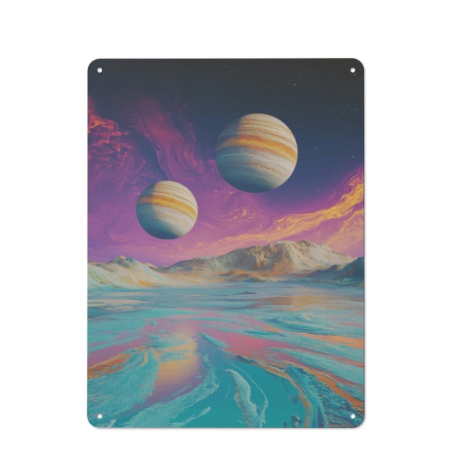 Junmoney Two Planets Over A Desert Industrial Tin Wall Sign 40X30cm Featuring Urban Room Decor For Workspace, Cafe, Hallway Or Garage