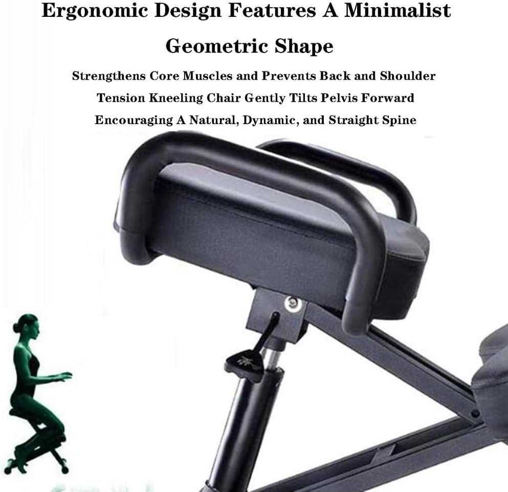 SFKLYU Height Adjustable Anti Hunchback Kneeling Chair, Posture Chair with Wheels and Armrests, Ergonomic Kneeling Chair for Upright Posture Home, Office