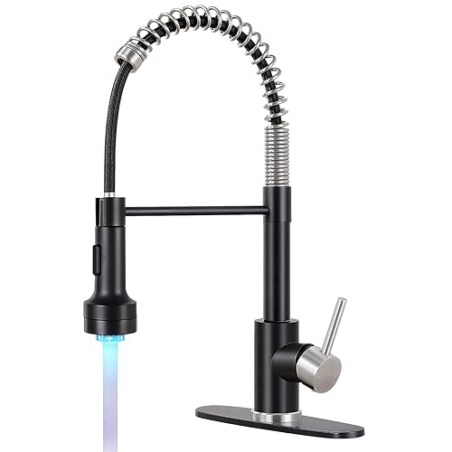DJS Kitchen Faucets with Pull Down Sprayer Matte Black &