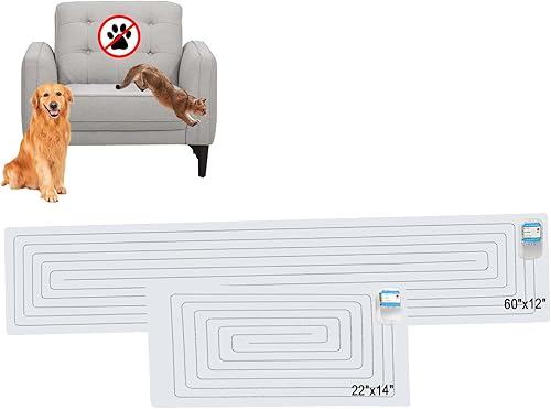 SEERWAY Juego de 2 alfombrillas de entrenamiento para mascotas (60 x 12 pulgadas + 22 x 14 pulgadas), 3 modos de alfombrilla eléctrica disuasoria