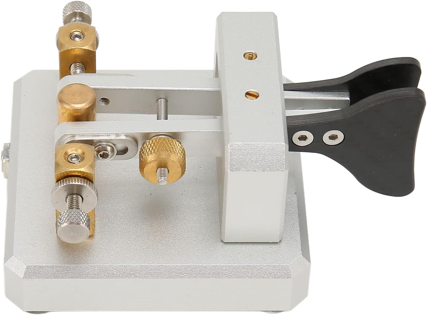 Portable Morse Keys Paddle, Mini CW Key Automatic Morse, Radio Send Telegram Double Paddle Morse Code Key for Camping Indoor, CW Morse Telegraph Key (Silver)