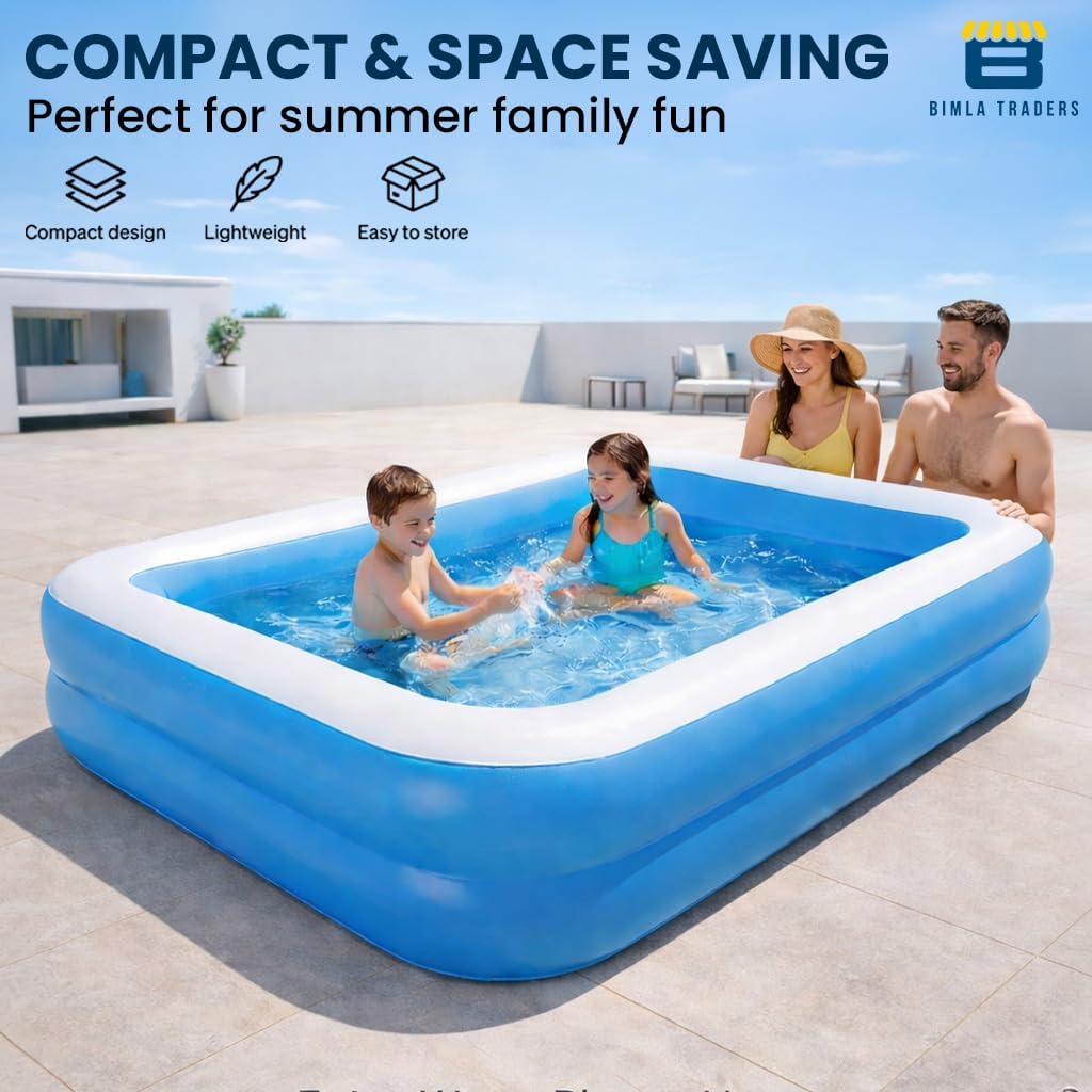 Btag Premium Inflatable Family Swimming Pool for Kids & Adults | Extra-Large 7 Feet 3-Layer Striped Bath Tub Without Pump, 82x59x23 Inch for Home & Outdoor Use