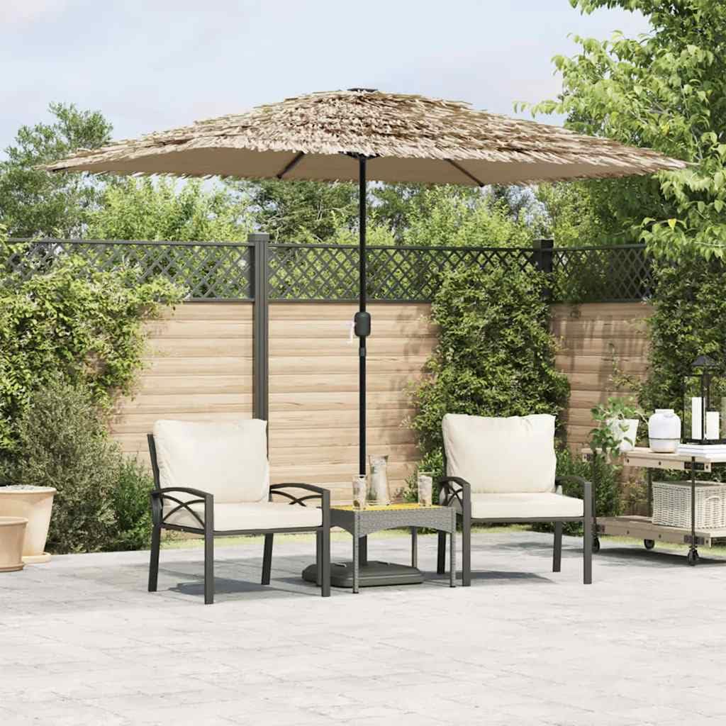 Ombrellone in paglia con manovella, 300 x 200 x 250 cm, marrone