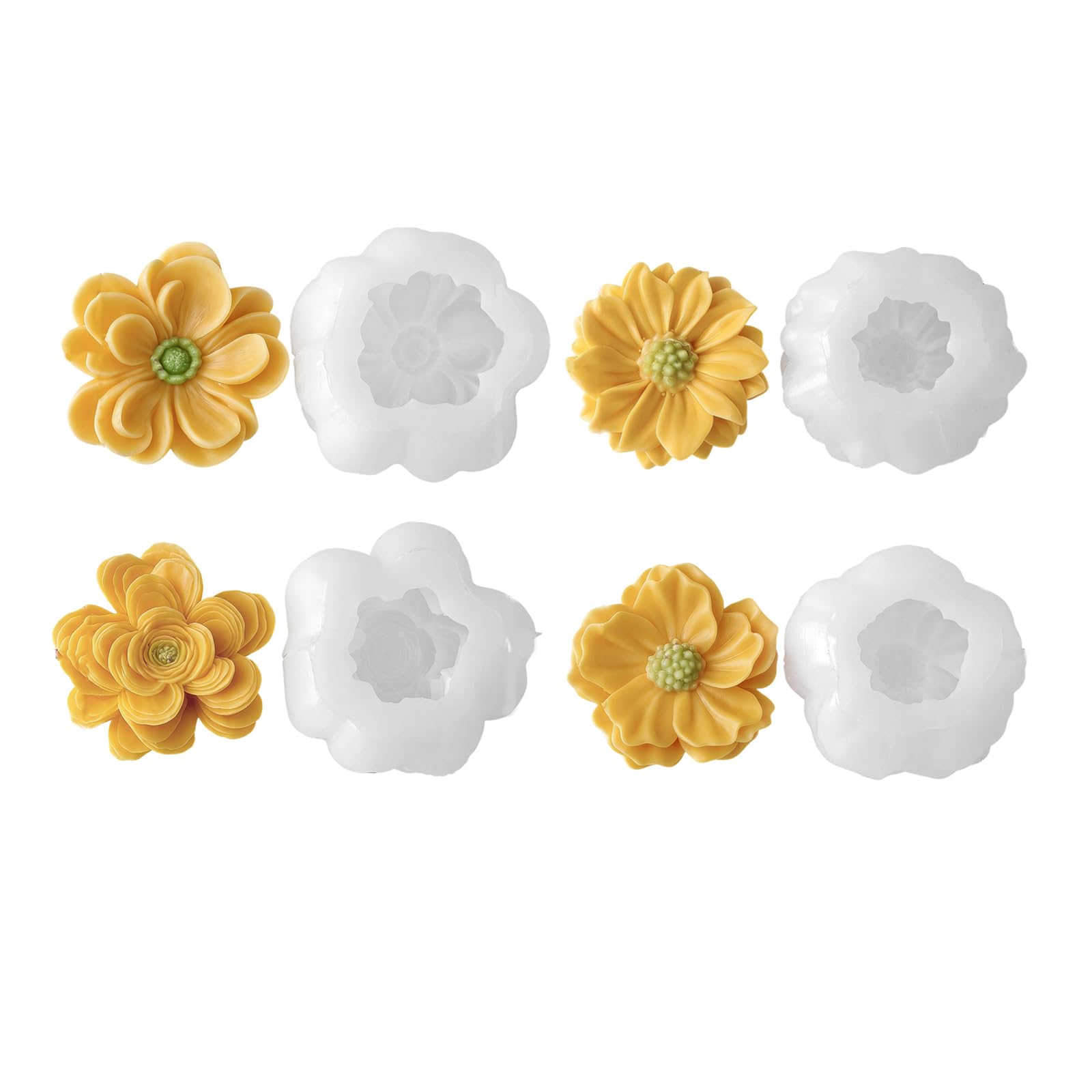 SHINLHUA Of 4 Food Safe Silicone Flower Molds for Chocolate Candy Making Soap and Resin Easy Release Design Soap Making Mold
