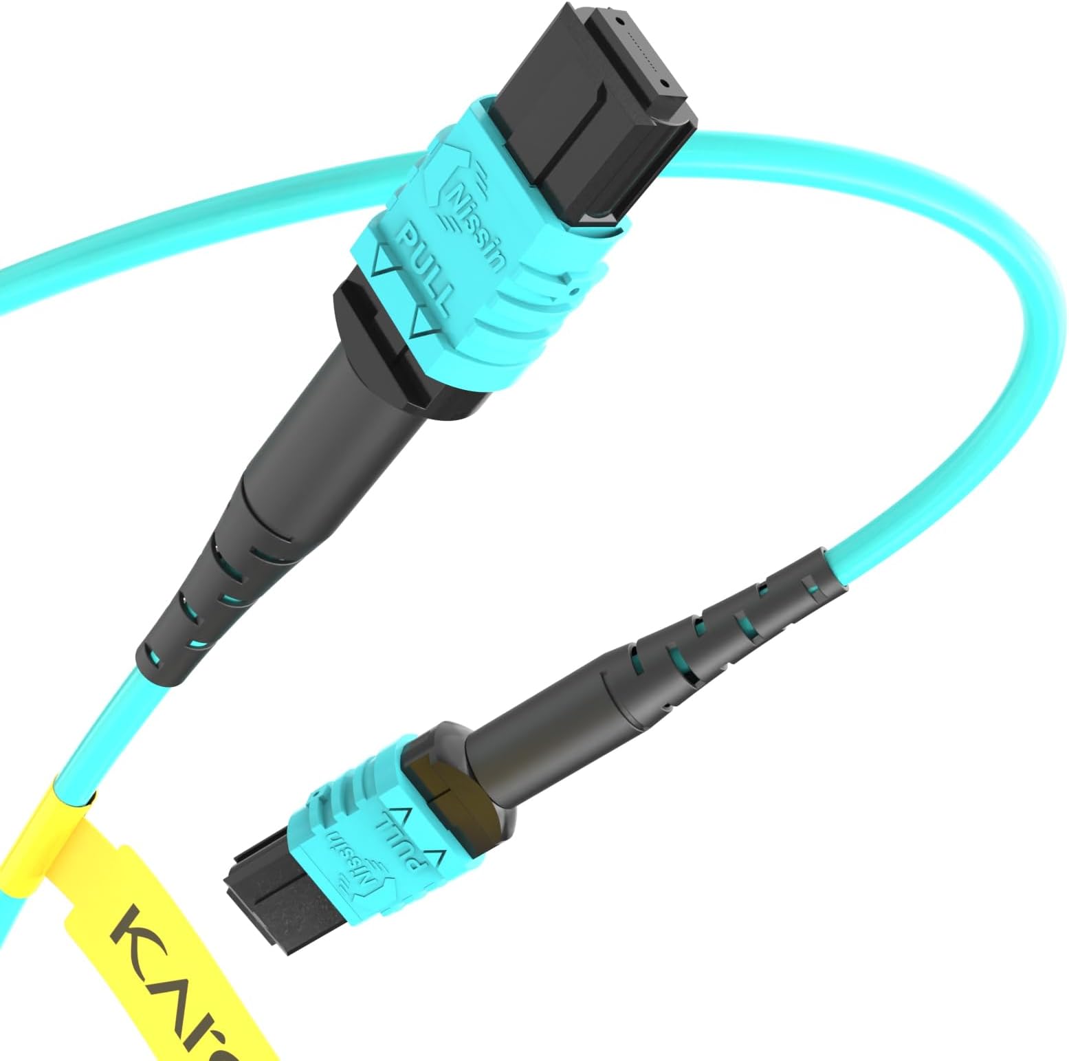 MPO - MPO メス光ファイバートランクケーブル 50フィート (15m) 12ファイバー 40GbE OM3マルチモード タイプB極性 QSFP+トランシーバー MTP対応ケーブルシステム GPON EPON アプリケーションアクア
