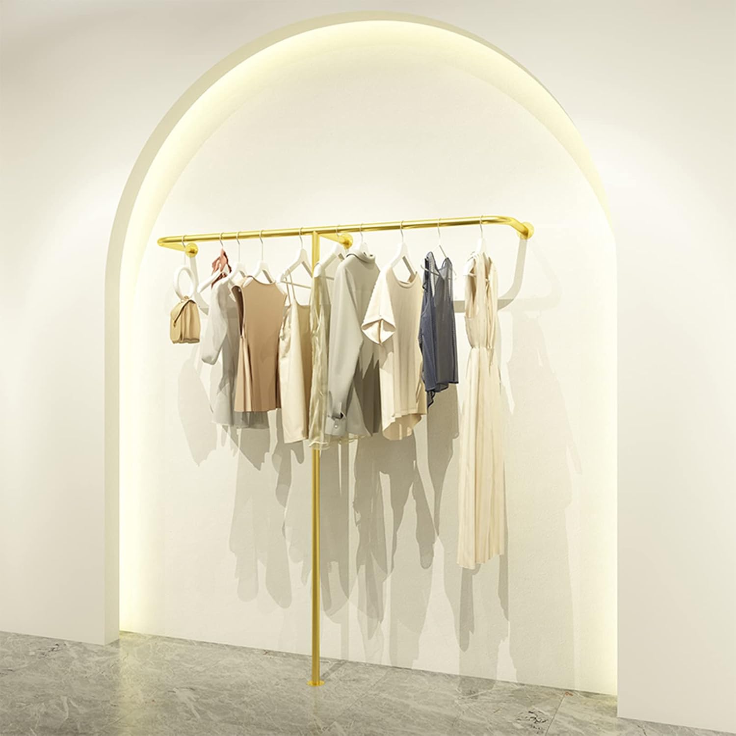 Floor-Standing Solid Wood Rotating Coat Rack，Heavy Duty Modern Wall Mounted Clothing Rack with Shelves – Versatile Garment Storage & Display System for Closet Organization, Retail Use, and H