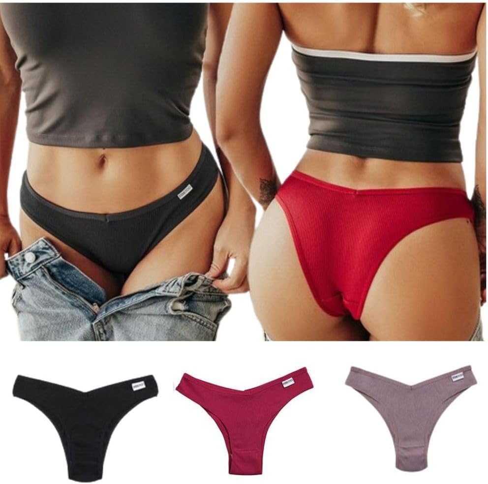 GenericBrazillian Cotton Panty for Woman, Sexy Panties for Women, Under-pants Briefs, Underwear Low-Rise Bikini Brief, Hot Lingerie for Lady, Summer Under-wear for Ladies (3pcs.)