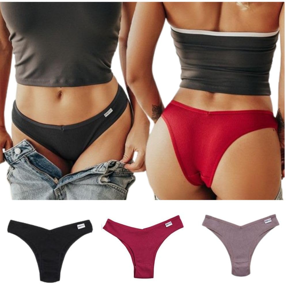GenericBrazillian Cotton Panty for Woman, Sexy Panties for Women, Under-pants Briefs, Underwear Low-Rise Bikini Brief, Hot Lingerie for Lady, Summer Under-wear for Ladies (3pcs.)