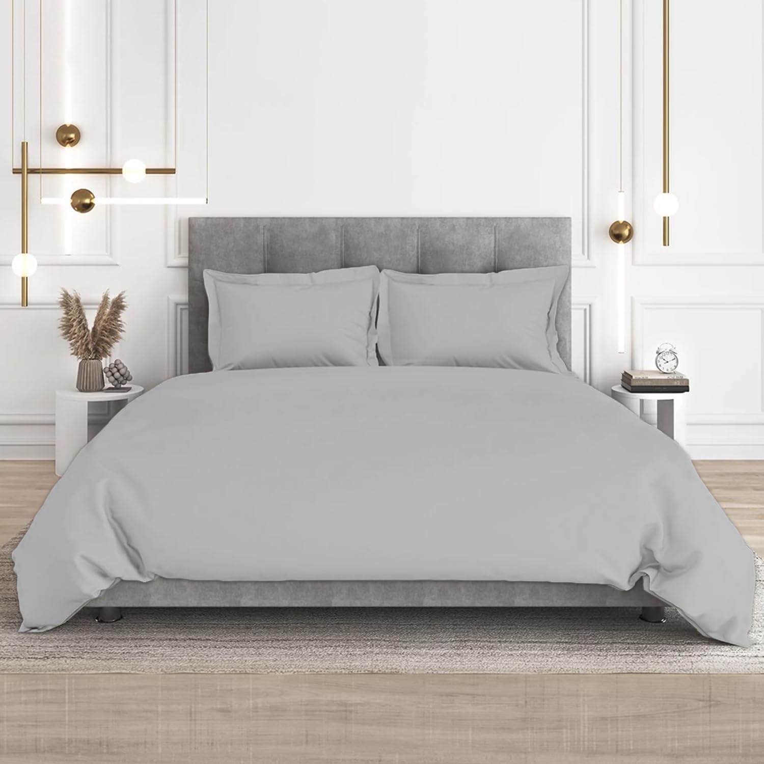 CharlottelyHues Duvet Cover 100% Egyptian Breathable Cotton Queen (Silver)