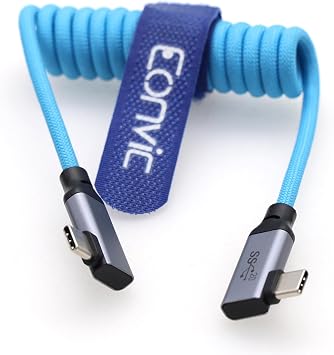 USB C to USB C 3.1 Braided Coiled Cable, Eonvic GEN 2 10Gb/s 100W Charging Cable for iPhone 15 Pro Max Plus Samsungs Galaxy Tablet Laptop Blue, RA USB C-RA USB C