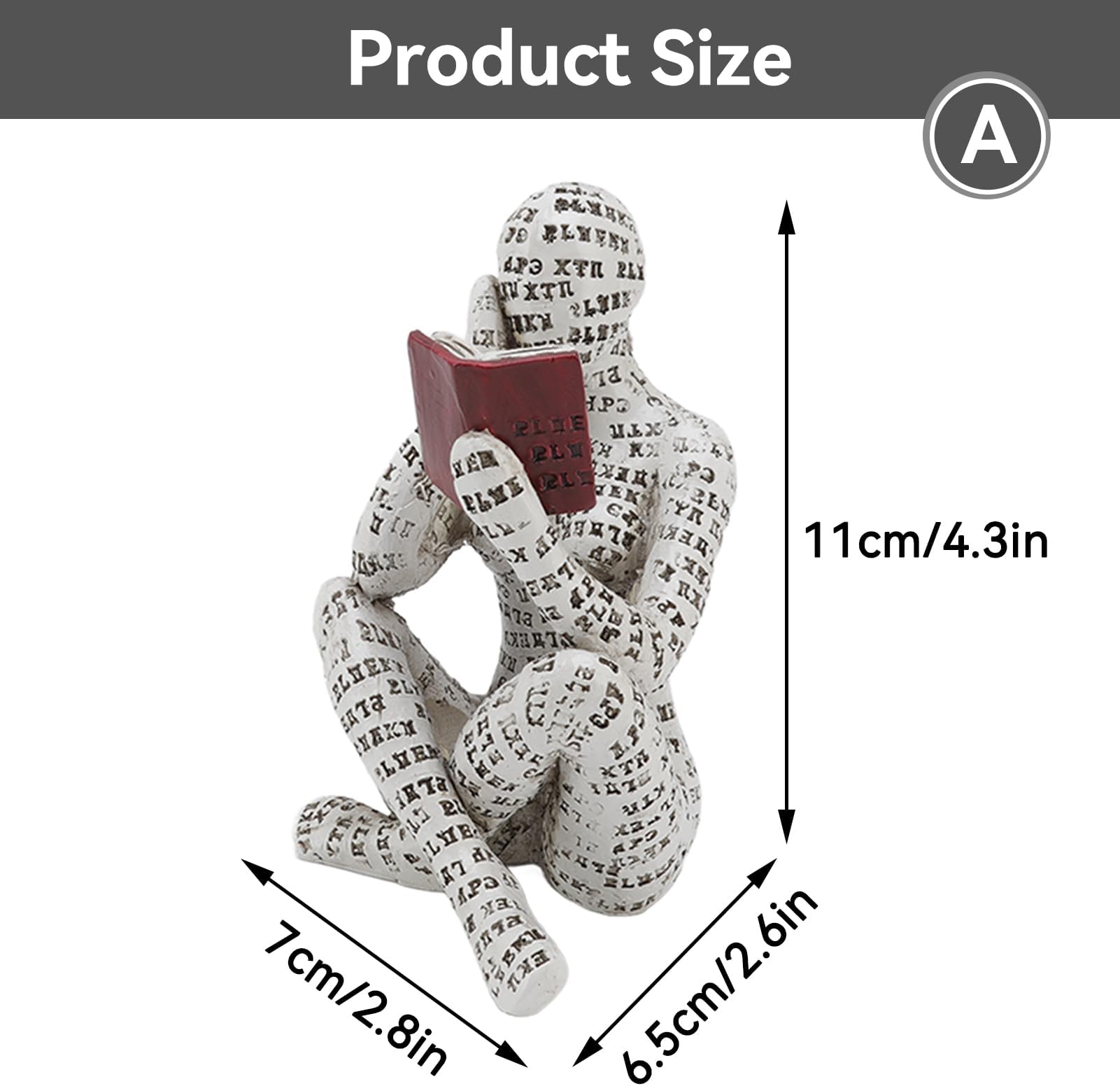 Cyrank Reading Woman Resin Abstract Reading Figure Sculptures Innovative Lady Shaping Pulp Office Study Bookshelf Ornaments (A)