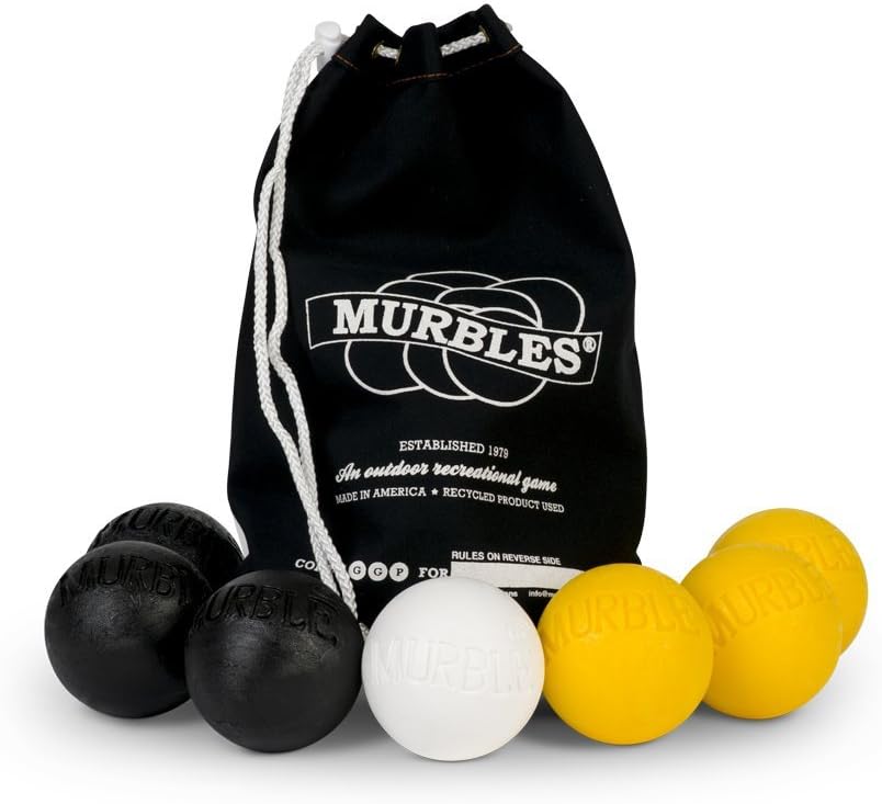 Standard 7 Ball 2 Player Murble Set (Black & Yellow, 3 inch Dia. Balls, Ages 9 - Adult)