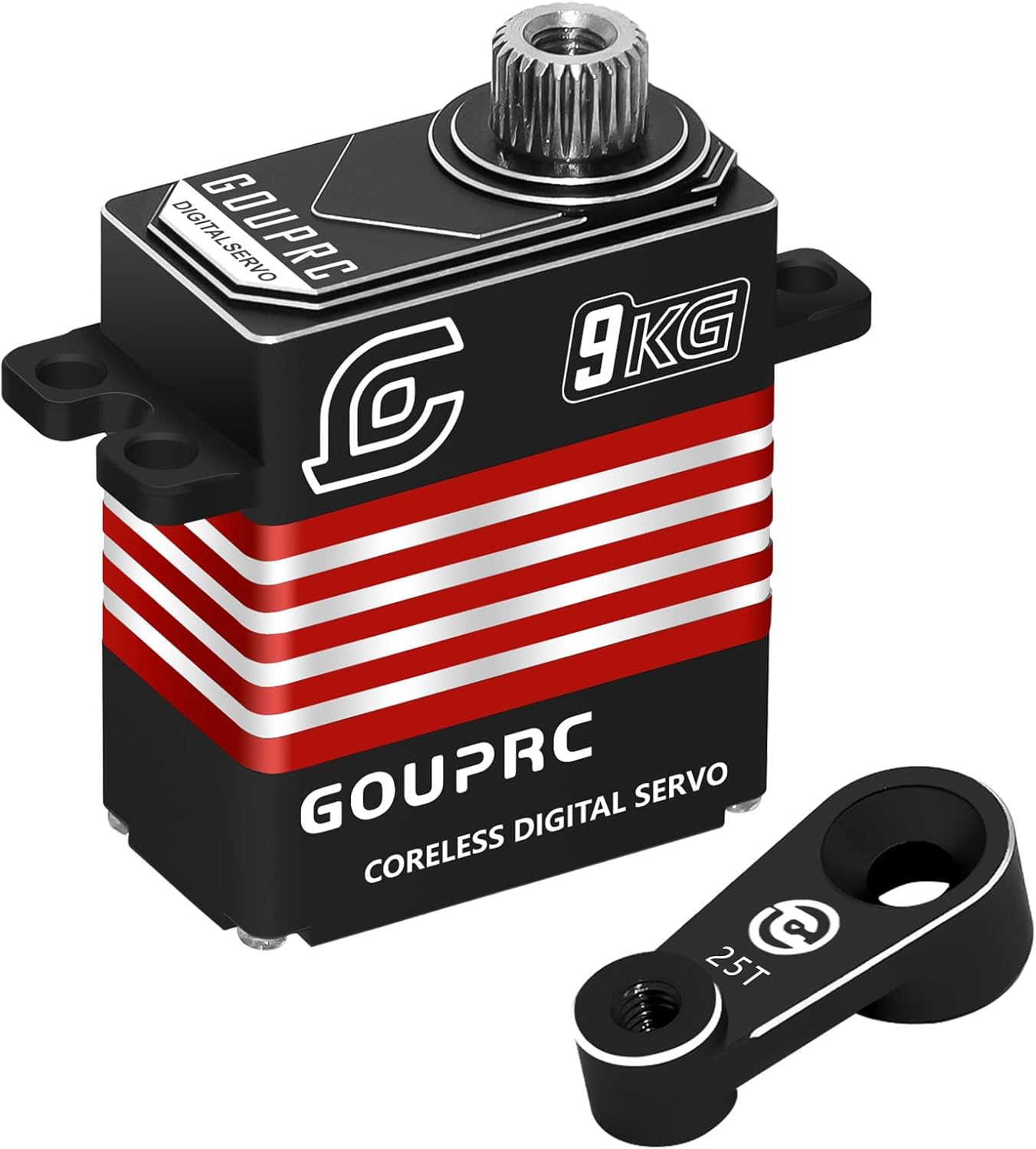 GOUPRC 9KG Metal Coreless Digital Servo with 25T RC Horn for TRX4M 1/18 RC Crawler Car Upgrades (Black)