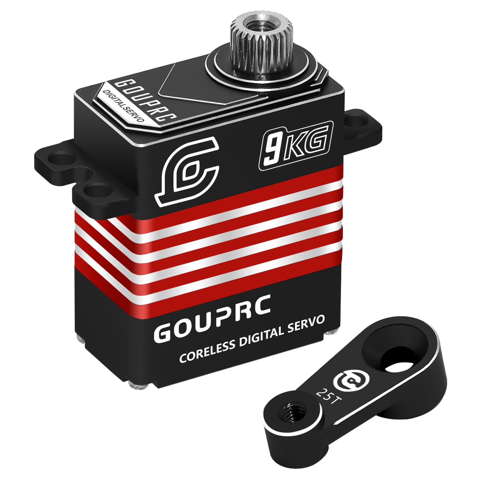 Servo digitale in metallo da 9 kg con supporto e corno servo per 1/18 TRX4M Servo RC auto parti di aggiornamento (rosso)