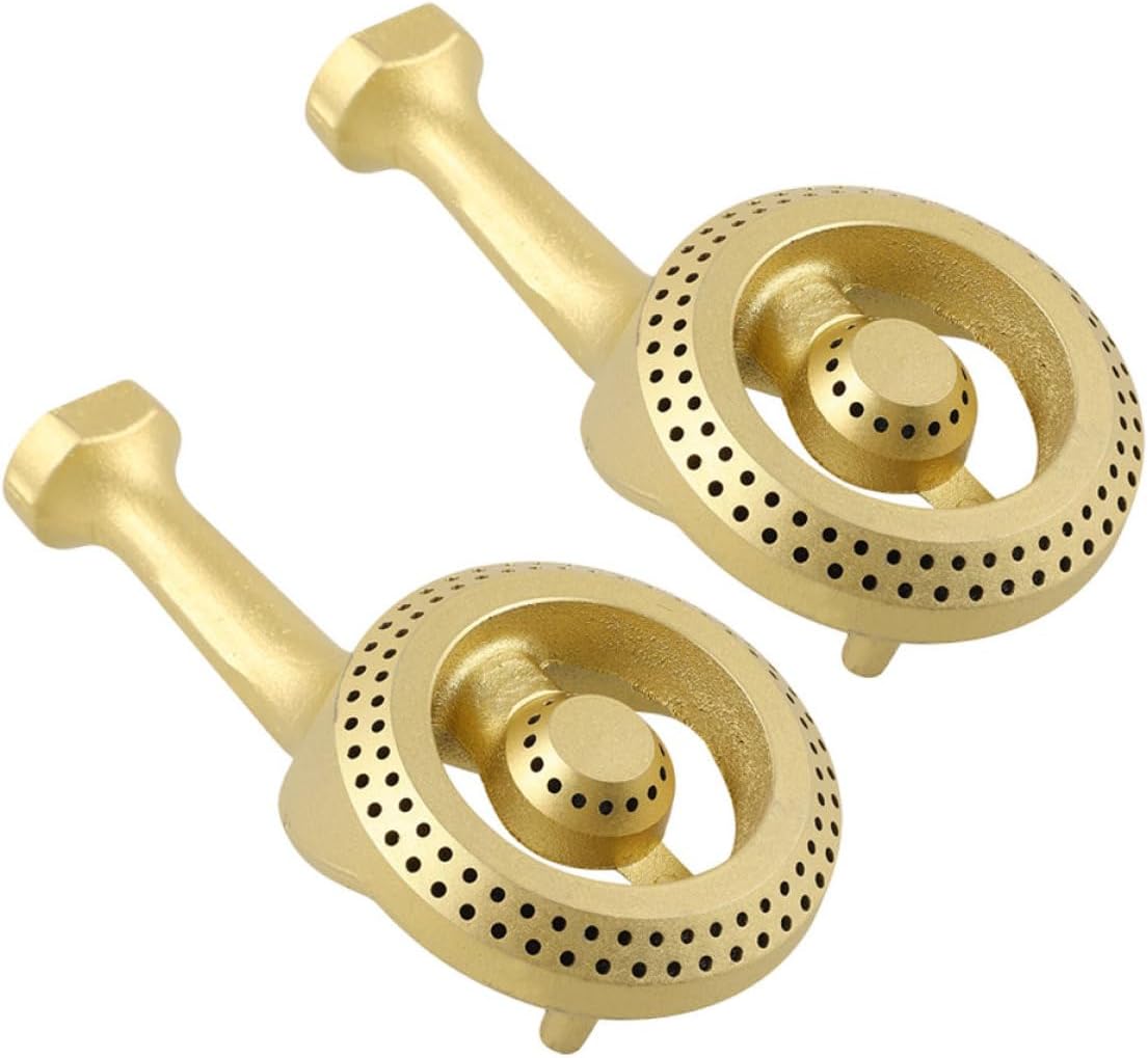 2pcs Universal Cast Iron Gas Stove Burner Heads Replacement, Metal Gas Burner Caps for Kitchen and Restaurant Cooking Accessories, Gold Color Stove Head Parts
