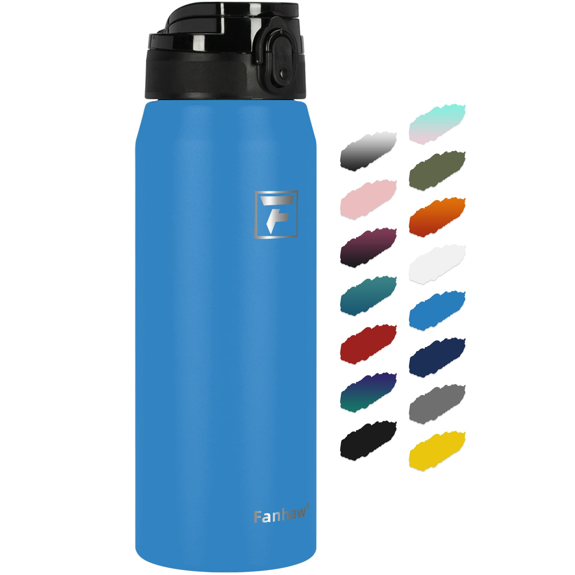 Fanhaw 750 ml Insulated Stainless Steel Water Bottle with 1 Lid (Chug Lid) - for Kids Women, Men, Sky Blue, 710 ml