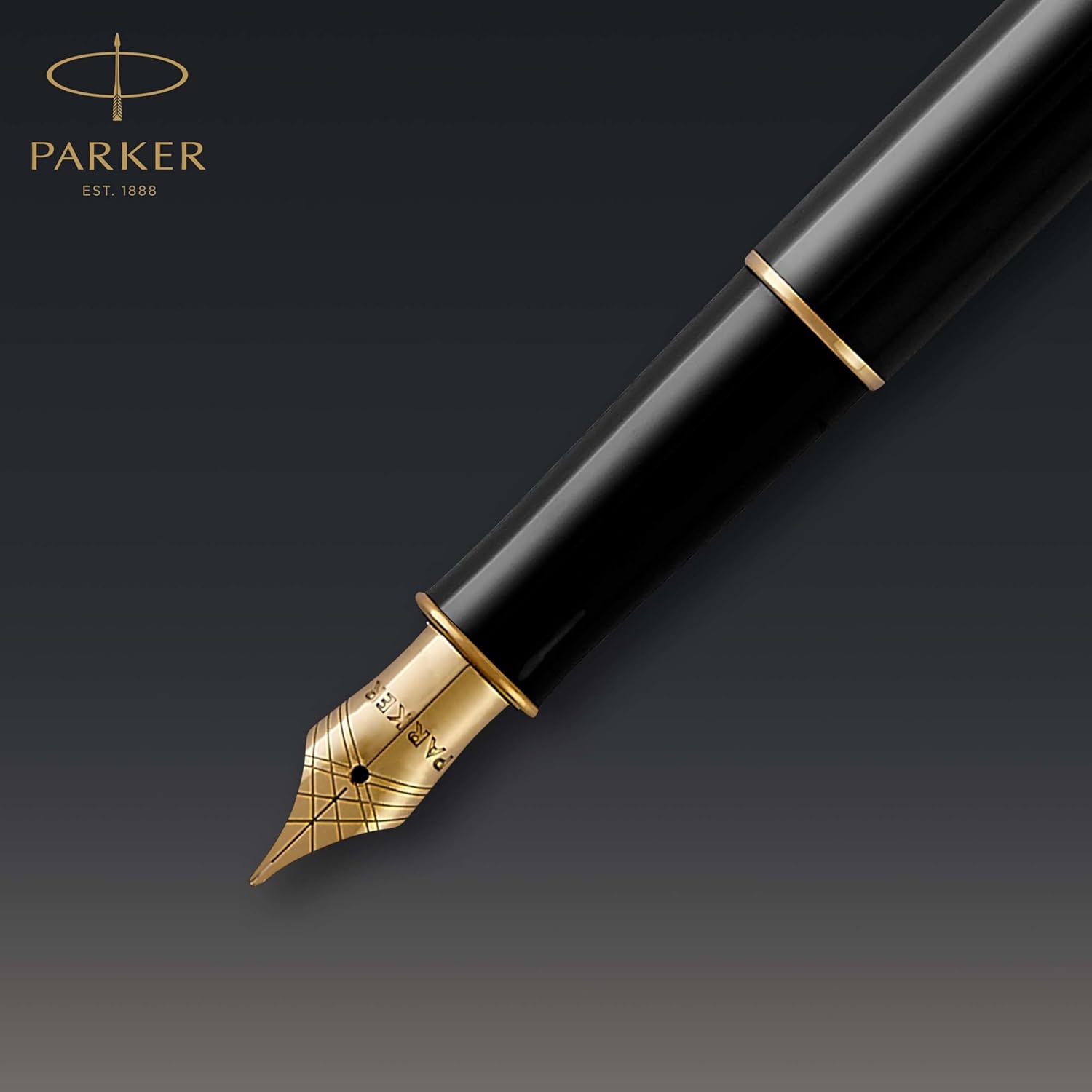 Parker Sonnet Duo Gift Set with Ballpoint Pen & Fountain Pen (18K Gold Nib) | Gloss Black with Gold Trim | Black Refill & Cartridges | Gift Box